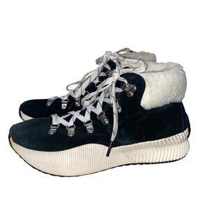 SOREL Out 'N About Boots black suede leather waterproof faux fur women’s 8.5